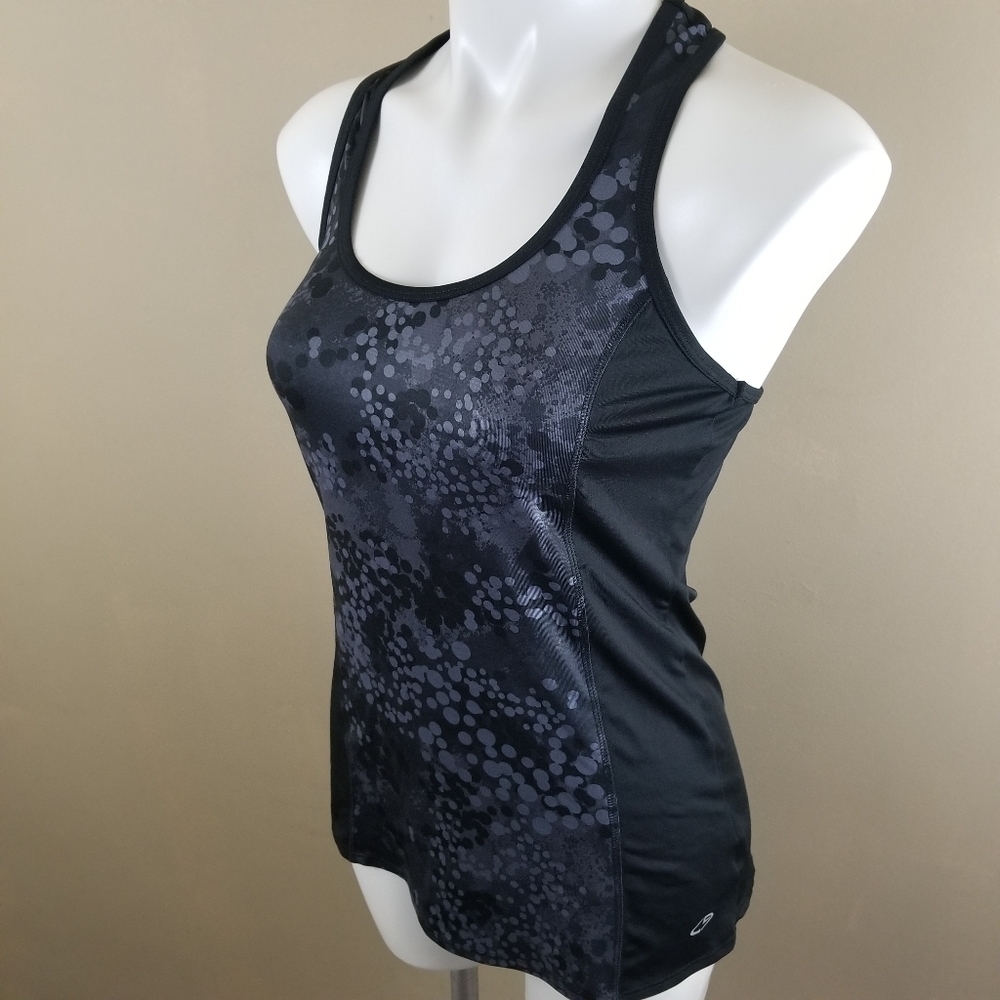 C9 Champion Sz sm athleisure racer back top blk/accent design